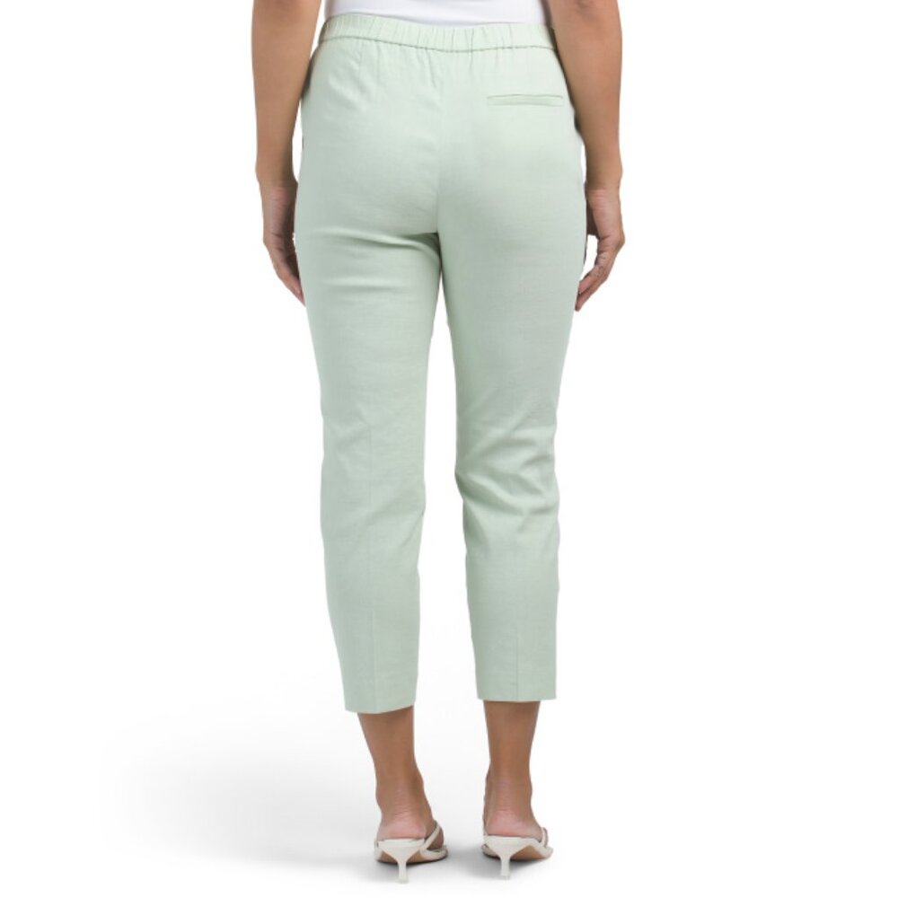 Theory Mint Linen Blend Treeca Pull On Good Pants - image 2